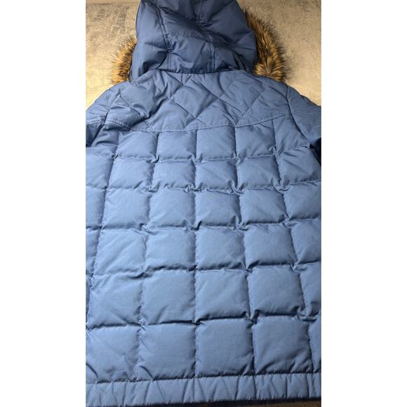 Eddie Bauer Goose‎ Down Blue Hooded Fur Winter Parka Coat Size Small - Picture 2 of 9